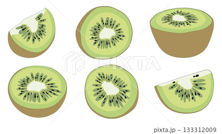 Various cute kiwi fruit isolated doodle lines 133312009