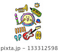 楽器のイラストを使った、コンサートやライブのポスターなどに使える素材 133312598