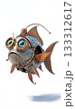 Angler style steampunk robo cartoon fish isolated on white background 133312617
