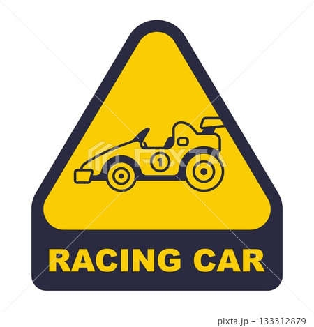 Yellow racing car sticker. Road sign speed. Yellow racing car sticker. Road sign speed. 133312879