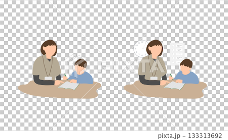 接受個別學習支援的小學生和支援人員 接受個別學習支援的小學生和支援人員 133313692