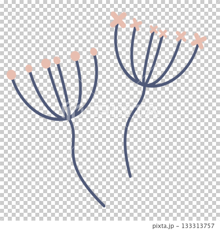 可愛的變形花插畫素材 133313757