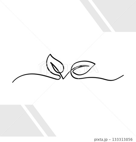 Single continuous line leaves growing sprout Single continuous line leaves growing sprout 133313856