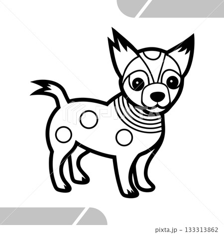 Decorative Stylized Dog Outline Coloring Page Illustration. Vector illustration. Decorative Stylized Dog Outline Coloring Page Illustration. Vector illustration. 133313862