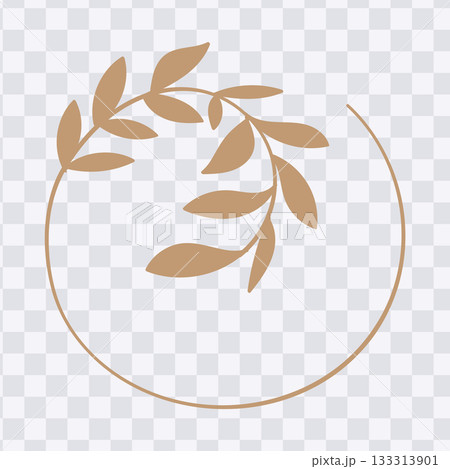 Minimalist brown leaves silhouette circular decorative frame illustration vector Minimalist brown leaves silhouette circular decorative frame illustration vector 133313901