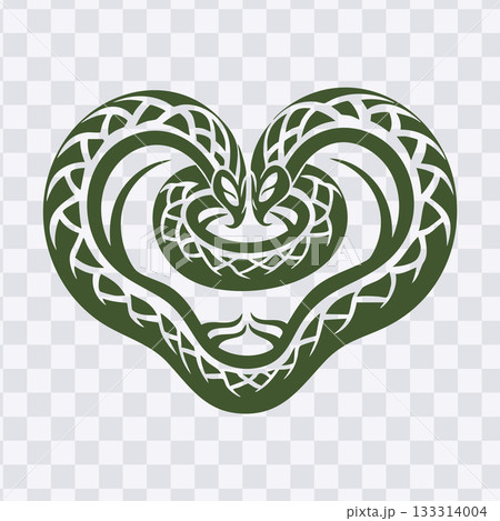 Green snake tribal pattern heart shape illustration animal design vector illustration 133314004