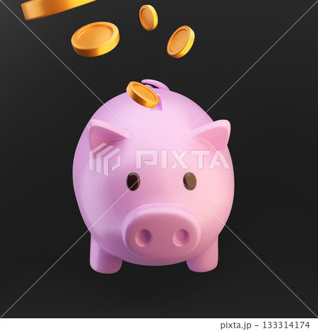 3D piggy bank icon 133314174