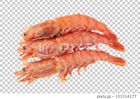 Three raw red shrimp (headed) on a transparent background (png) 133314177