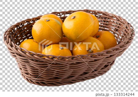 Tangerines in a basket on a transparent background (png) 133314244