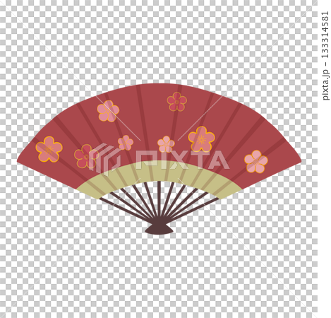 Illustration of a plum-patterned fan Illustration of a plum-patterned fan 133314581