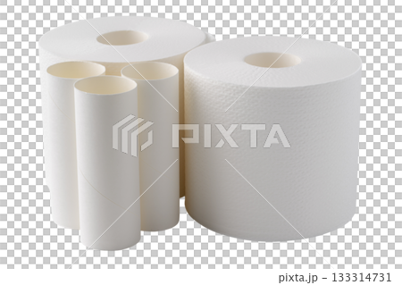 透明背景（png）にトイレットペーパーのロールと芯 133314731