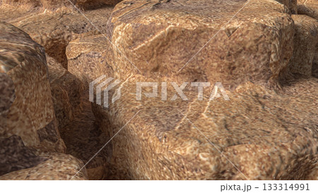 Natural Beige Rock Surface Texture Close Up 3d render. 133314991