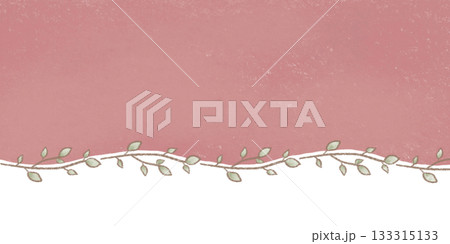 やさしい色鉛筆風タッチ♪植物をあしらったピンクのタイトルフレーム 133315133