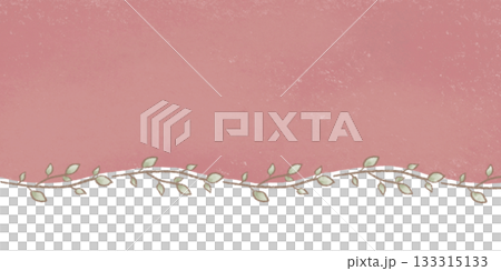 やさしい色鉛筆風タッチ♪植物をあしらったピンクのタイトルフレーム 133315133