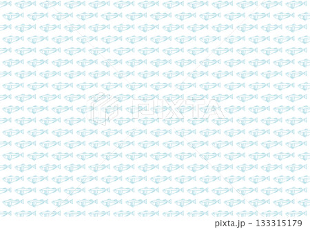イラスト素材: 水色の魚が並ぶシームレスなパターンデザイン イラスト素材: 水色の魚が並ぶシームレスなパターンデザイン 133315179