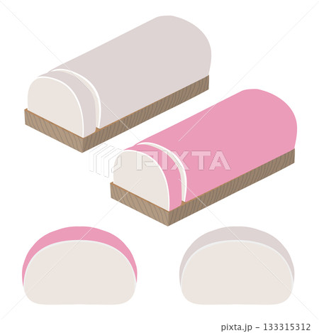 板の上に乗ったカマボコと正面のカマボコのイラスト 133315312