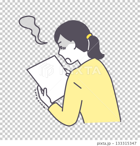 插畫資料：一位女士因文件而震驚 133315347