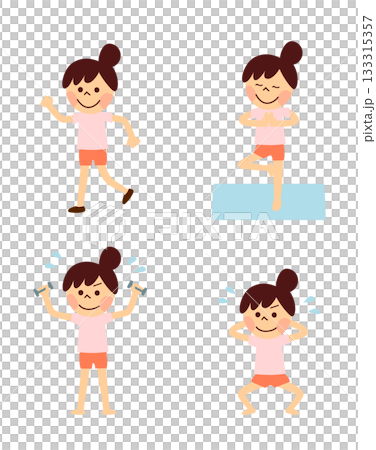 一群女性在鍛煉 133315357