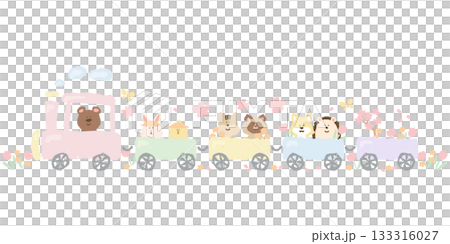 Gentle Animal Weather | Spring Animal Train Illustration (Cherry Blossoms, Kindergarten Entrance, New Year) Gentle Animal Weather | Spring Animal Train Illustration (Cherry Blossoms, Kindergarten Entrance, New Year) 133316027