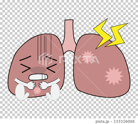肺キャラクター 患部を押さえて苦しむ・痛い 肺キャラクター 患部を押さえて苦しむ・痛い 133316088
