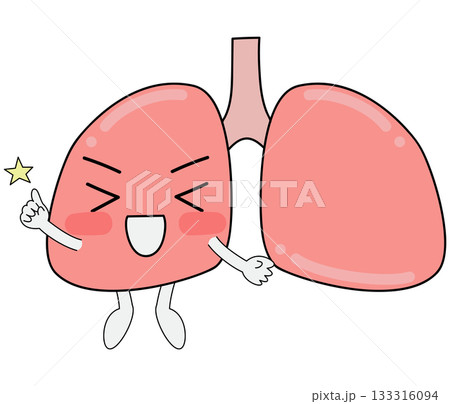 肺キャラクター　指差して笑顔 133316094