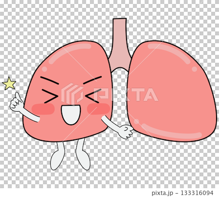 肺キャラクター　指差して笑顔 133316094