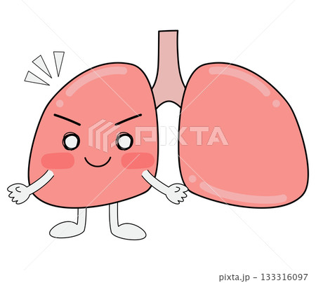 肺キャラクター　手を広げて笑顔 133316097