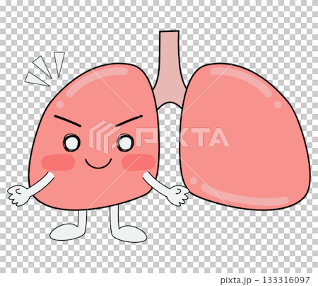 肺キャラクター　手を広げて笑顔 133316097