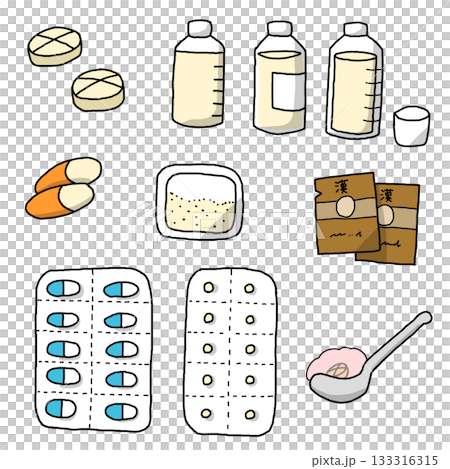 各種藥物的插圖集 133316315