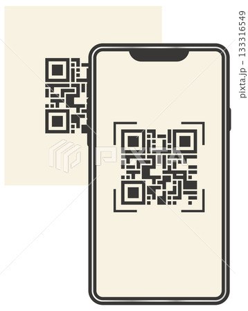 スマートフォンの画面に表示されたQRコード スマートフォンの画面に表示されたQRコード 133316549