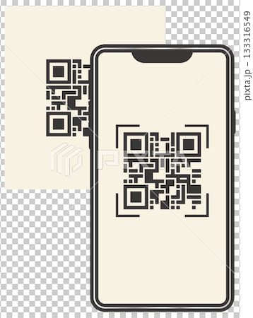 スマートフォンの画面に表示されたQRコード スマートフォンの画面に表示されたQRコード 133316549