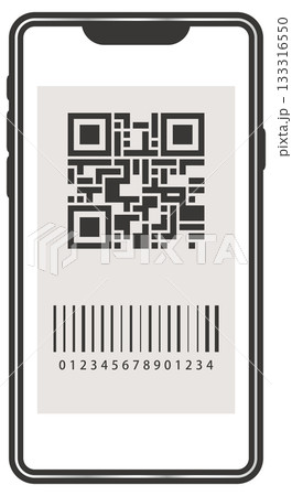 スマートフォンの画面に表示されたQRコード スマートフォンの画面に表示されたQRコード 133316550