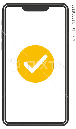 スマートフォンの画面に表示されたチェックマーク 133316553