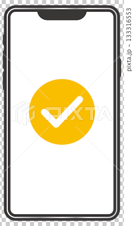 スマートフォンの画面に表示されたチェックマーク 133316553
