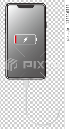 スマートフォンの画面に表示された充電マーク スマートフォンの画面に表示された充電マーク 133316556