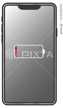 スマートフォンの画面に表示された電池マーク 133316557