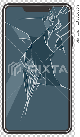 Illustration of a smartphone with a cracked screen Illustration of a smartphone with a cracked screen 133316558