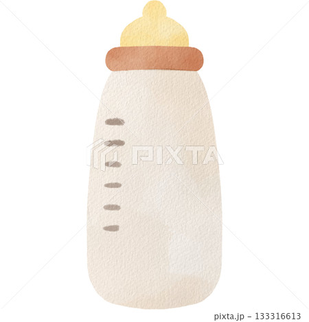 水彩風の赤ちゃん用哺乳瓶イラスト 水彩風の赤ちゃん用哺乳瓶イラスト 133316613