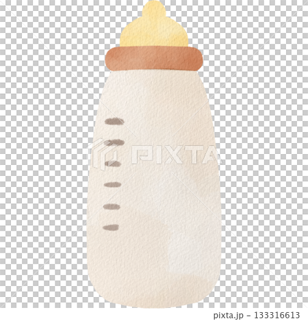 水彩風の赤ちゃん用哺乳瓶イラスト 水彩風の赤ちゃん用哺乳瓶イラスト 133316613