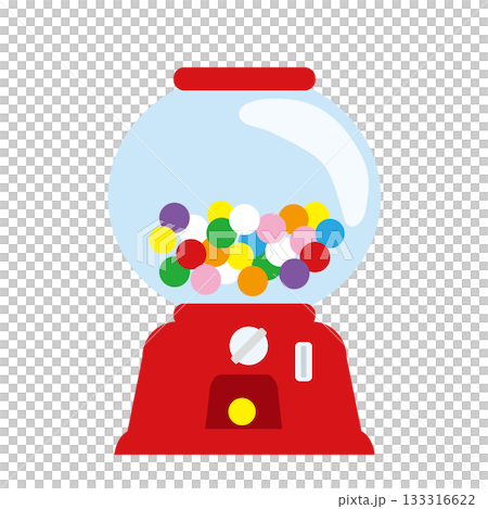 Illustration of a gumball machine filled with gumballs 133316622
