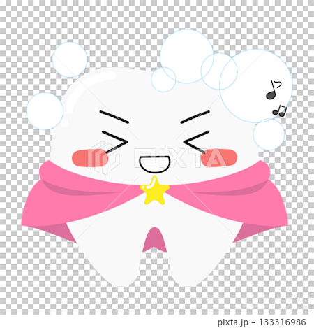 Tooth character: Brushing teeth, covered in foam Tooth character: Brushing teeth, covered in foam 133316986