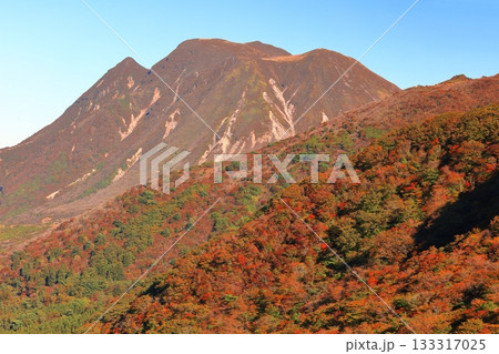 【大分県】牧ノ戸第一展望台から見た九重連山の紅葉 【大分県】牧ノ戸第一展望台から見た九重連山の紅葉 133317025