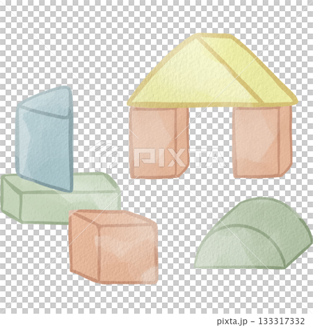 水彩積木插圖 水彩積木插圖 133317332