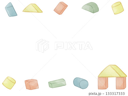 水彩風の積木フレームイラスト 133317333