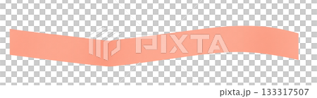 珊瑚色弧形絲帶設計，紅色波浪絲帶裝飾材料，光滑的紅色絲帶抽象拱形 133317507