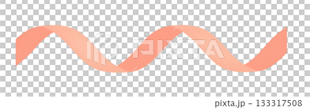 珊瑚色弧形絲帶設計，紅色波浪絲帶裝飾材料，光滑的紅色絲帶抽象拱形 133317508