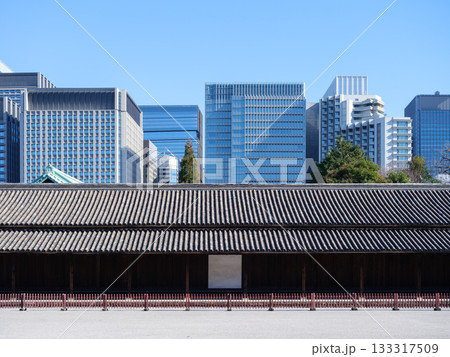 江戸城の百人番所とビル群 江戸城の百人番所とビル群 133317509