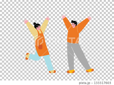 Illustration of a couple cheering Illustration of a couple cheering 133317603