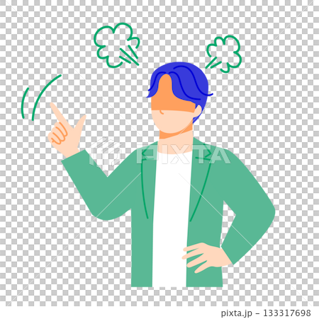 Illustration of a businessman in office casual clothes with an angry expression. Flat design 133317698