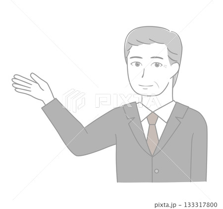案内するスーツのシニア男性 案内するスーツのシニア男性 133317800